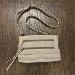 Treasure & Bond Gray Grey Leather Crossbody Bag Double Zippers